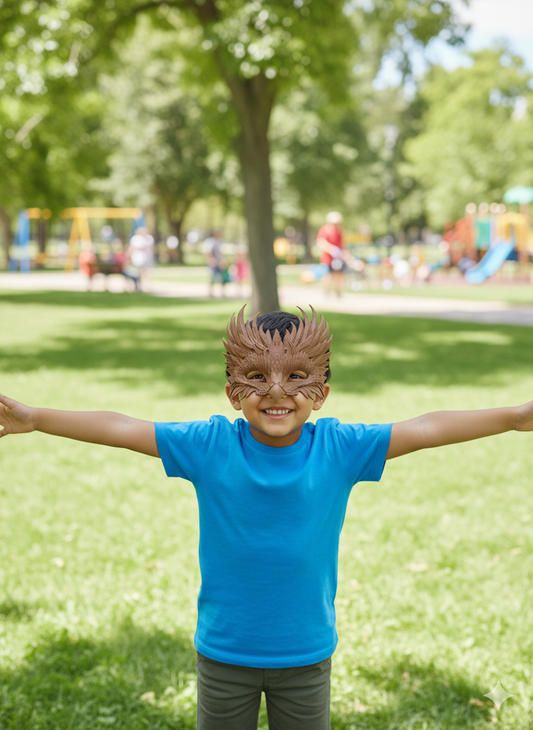 Intricate Feathered Bird Mask for Kids - 3D Printed Fancy Dress & Party Mask